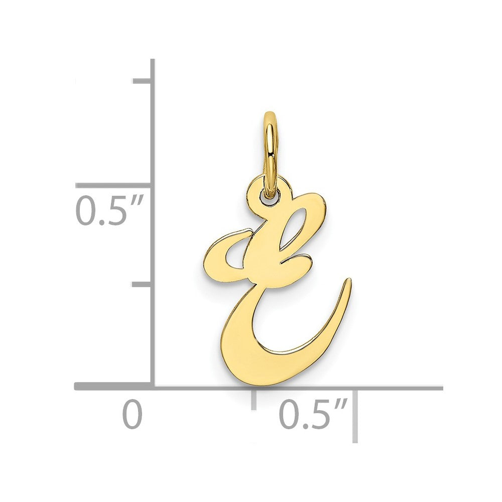 FJC Finejewelers 10 kt Yellow Gold Small Fancy Script Initial E Charm 16 x 17 mm