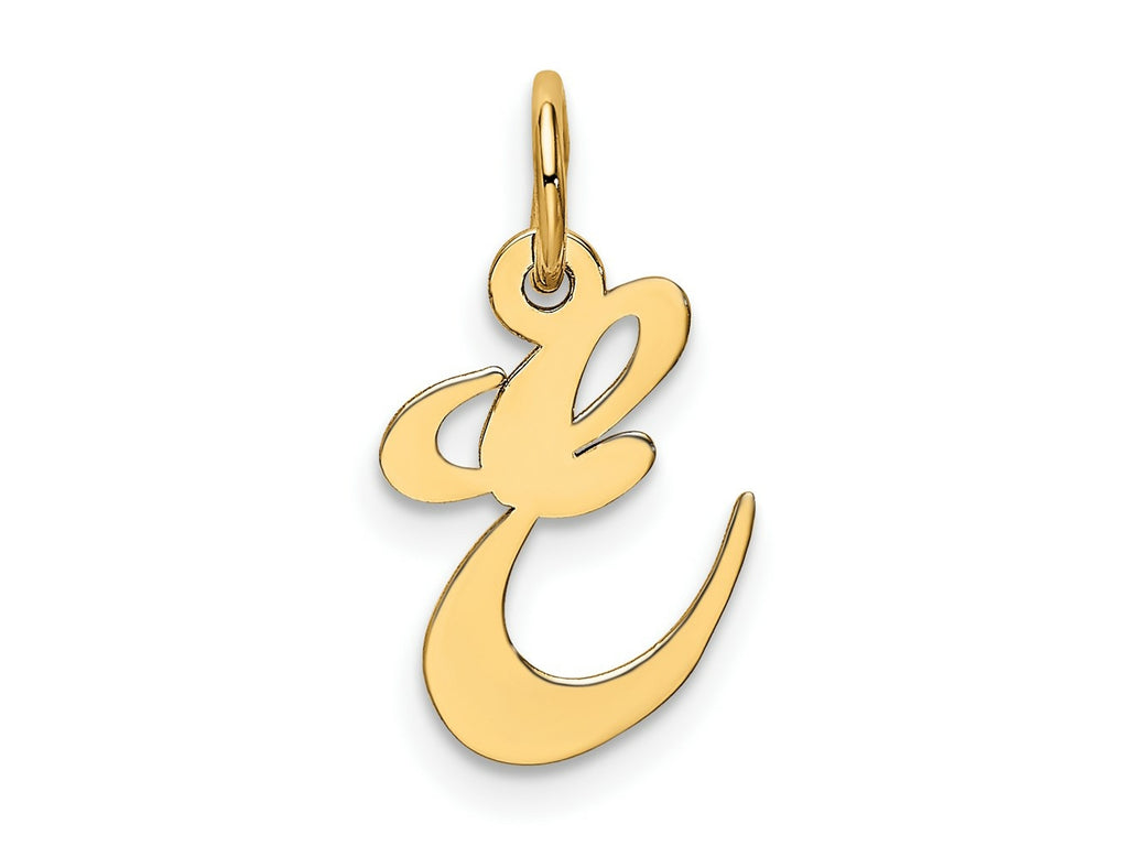 FJC Finejewelers 10 kt Yellow Gold Small Fancy Script Initial E Charm 16 x 17 mm