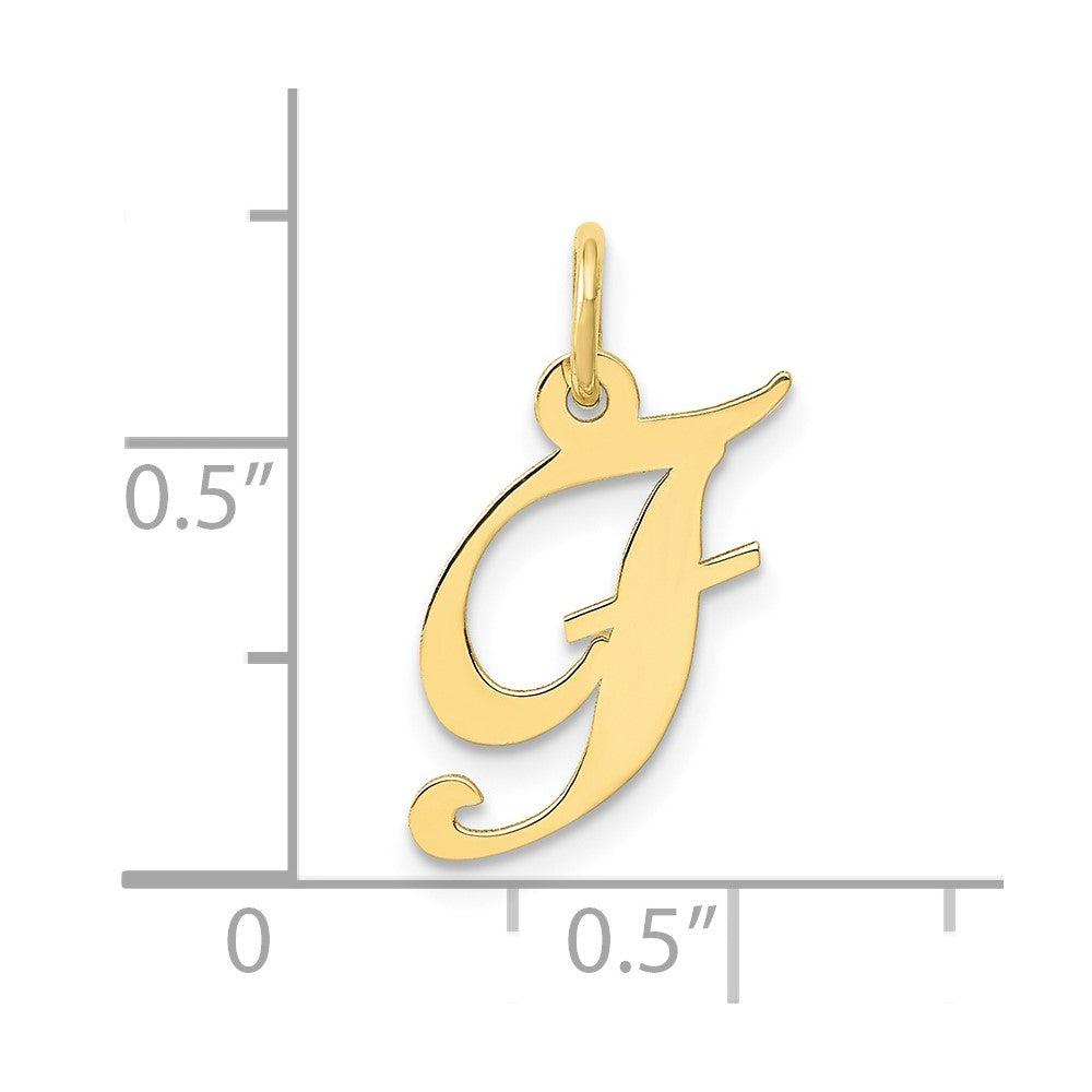 FJC Finejewelers 10 kt Yellow Gold Small Fancy Script Initial F Charm 16 x 17 mm