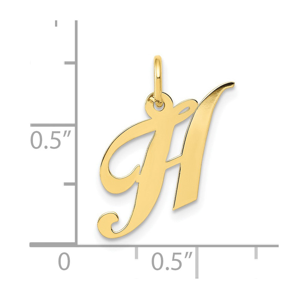 FJC Finejewelers 10 kt Yellow Gold Small Fancy Script Initial H Charm 16 x 17 mm