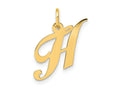 FJC Finejewelers 10 kt Yellow Gold Small Fancy Script Initial H Charm 16 x 17 mm