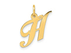 FJC Finejewelers 10 kt Yellow Gold Small Fancy Script Initial H Charm 16 x 17 mm