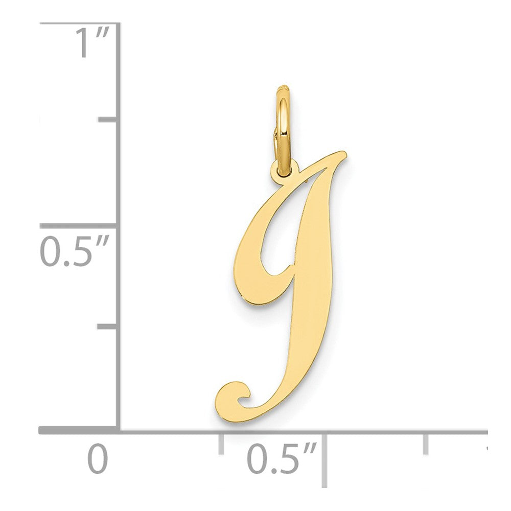 FJC Finejewelers 10 kt Yellow Gold Small Fancy Script Initial J Charm 16 x 17 mm