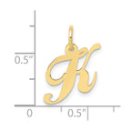 FJC Finejewelers 10 kt Yellow Gold Small Fancy Script Initial K Charm 16 x 17 mm