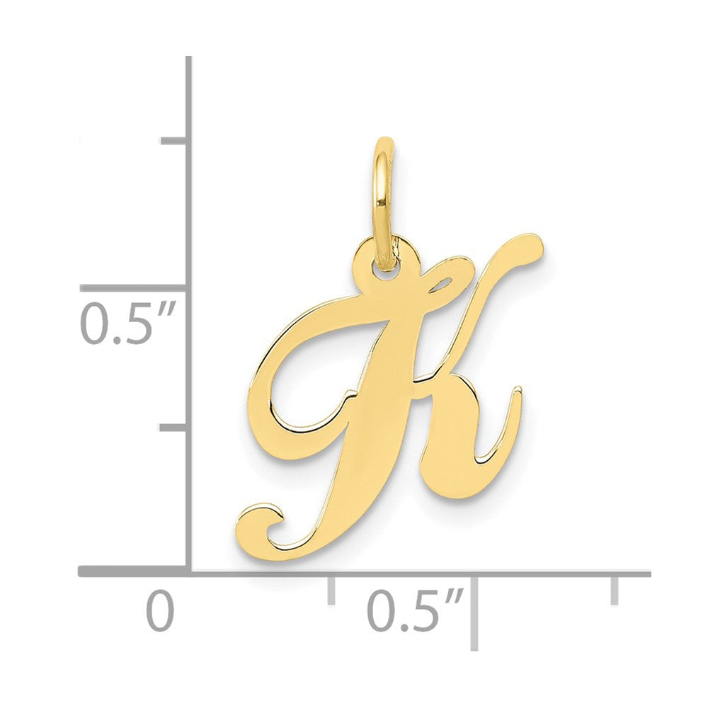 FJC Finejewelers 10 kt Yellow Gold Small Fancy Script Initial K Charm 16 x 17 mm