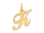 FJC Finejewelers 10 kt Yellow Gold Small Fancy Script Initial K Charm 16 x 17 mm