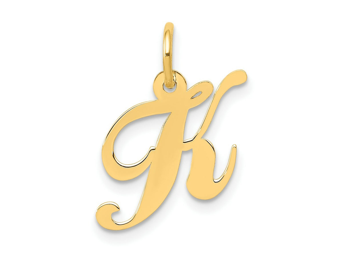 FJC Finejewelers 10 kt Yellow Gold Small Fancy Script Initial K Charm 16 x 17 mm