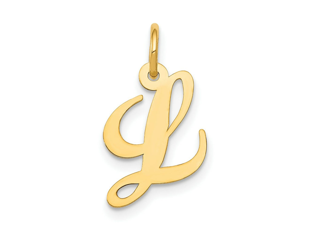FJC Finejewelers 10 kt Yellow Gold Small Fancy Script Initial L Charm 16 x 17 mm