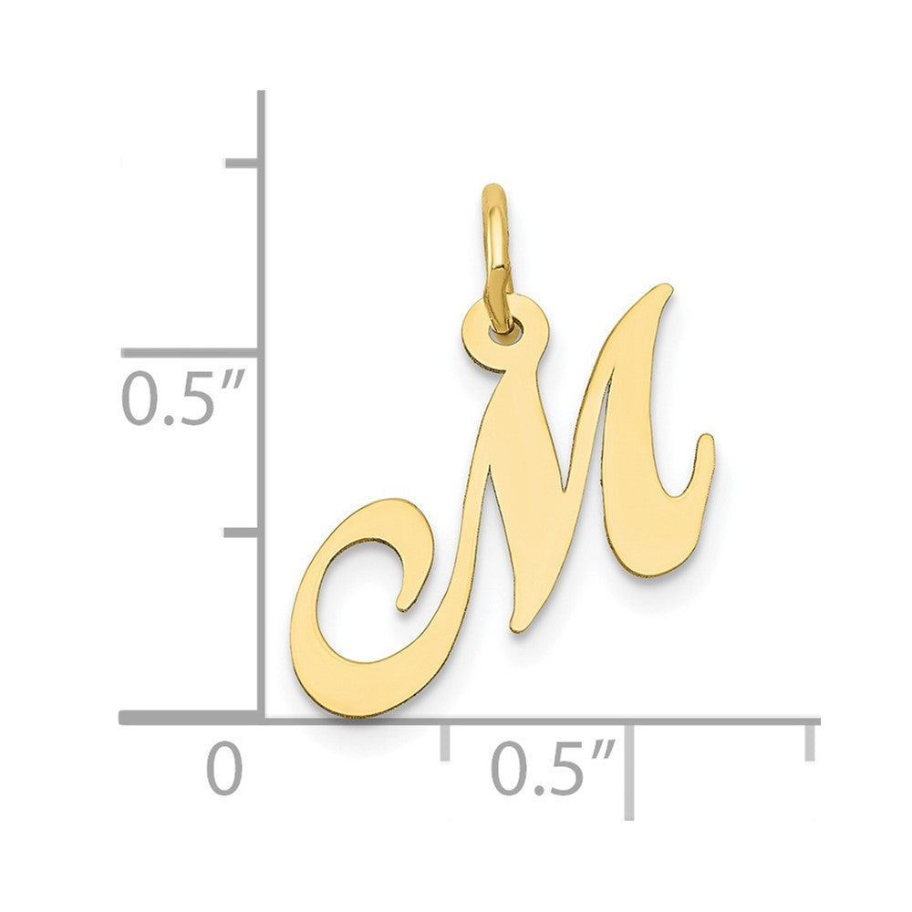 FJC Finejewelers 10 kt Yellow Gold Small Fancy Script Initial M Charm 16 x 17 mm