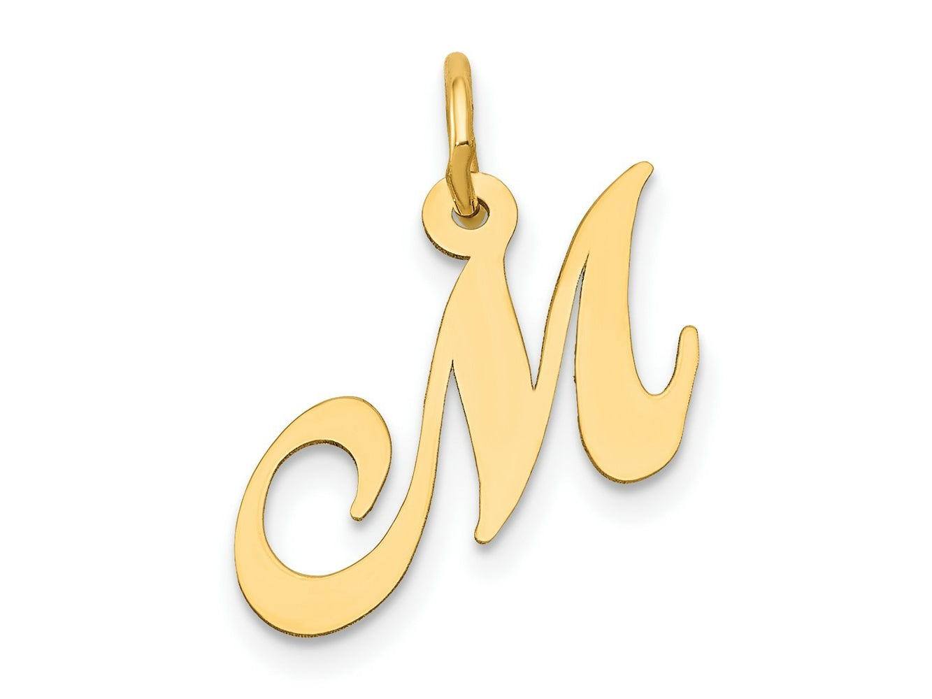 FJC Finejewelers 10 kt Yellow Gold Small Fancy Script Initial M Charm 16 x 17 mm