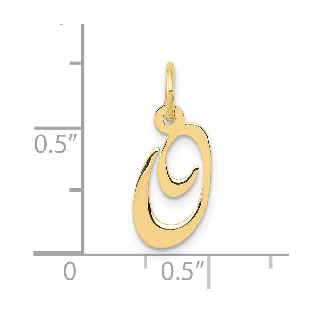 FJC Finejewelers 10 kt Yellow Gold Small Fancy Script Initial O Charm 16 x 17 mm