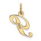 FJC Finejewelers 10 kt Yellow Gold Small Fancy Script Initial P Charm 16 x 17 mm