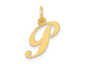 FJC Finejewelers 10 kt Yellow Gold Small Fancy Script Initial P Charm 16 x 17 mm