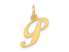 FJC Finejewelers 10 kt Yellow Gold Small Fancy Script Initial P Charm 16 x 17 mm