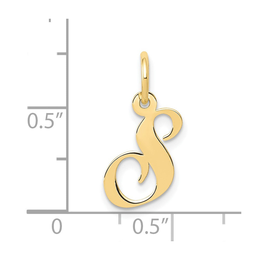 FJC Finejewelers 10 kt Yellow Gold Small Fancy Script Initial S Charm 16 x 17 mm