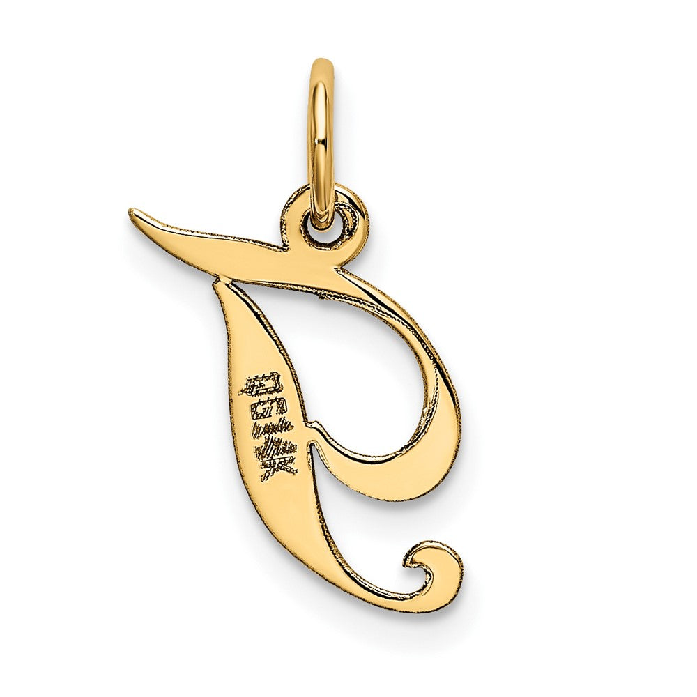 FJC Finejewelers 10 kt Yellow Gold Small Fancy Script Initial T Charm 16 x 17 mm