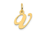 FJC Finejewelers 10 kt Yellow Gold Small Fancy Script Initial V Charm 16 x 17 mm