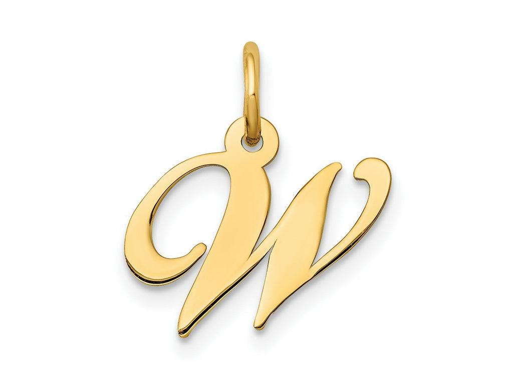 FJC Finejewelers 10 kt Yellow Gold Small Fancy Script Initial W Charm 16 x 17 mm