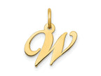 FJC Finejewelers 10 kt Yellow Gold Small Fancy Script Initial W Charm 16 x 17 mm