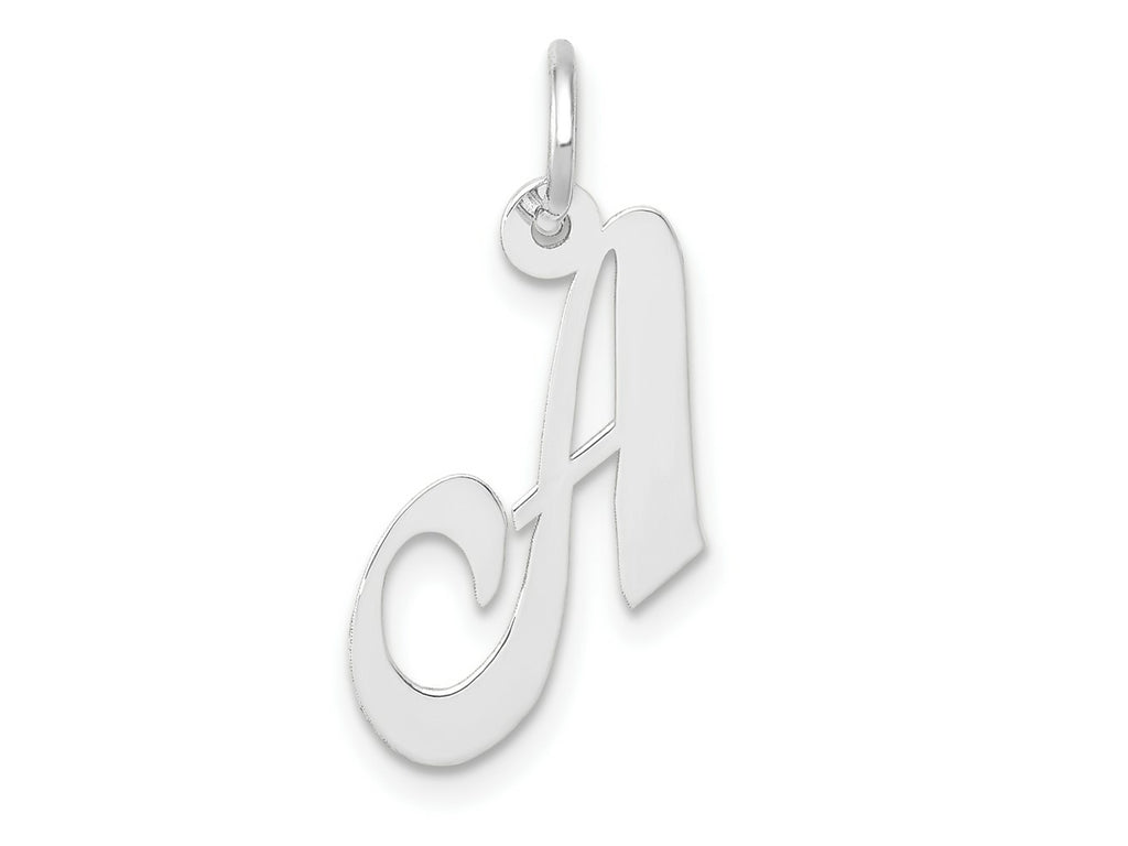 FJC Finejewelers 10 kt White Gold Small Fancy Script Initial A Charm 16 mm x 17 mm