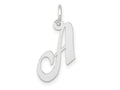 FJC Finejewelers 10 kt White Gold Small Fancy Script Initial A Charm 16 mm x 17 mm