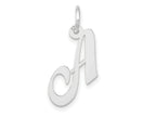 FJC Finejewelers 10 kt White Gold Small Fancy Script Initial A Charm 16 mm x 17 mm