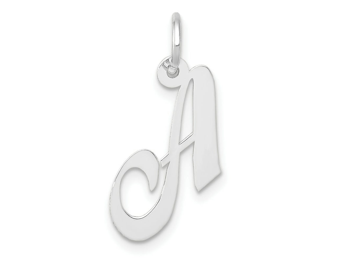FJC Finejewelers 10 kt White Gold Small Fancy Script Initial A Charm 16 mm x 17 mm