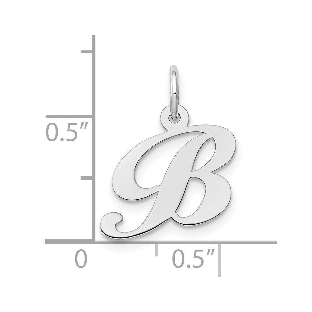 FJC Finejewelers 10 kt White Gold Small Fancy Script Initial B Charm 16 mm x 16 mm