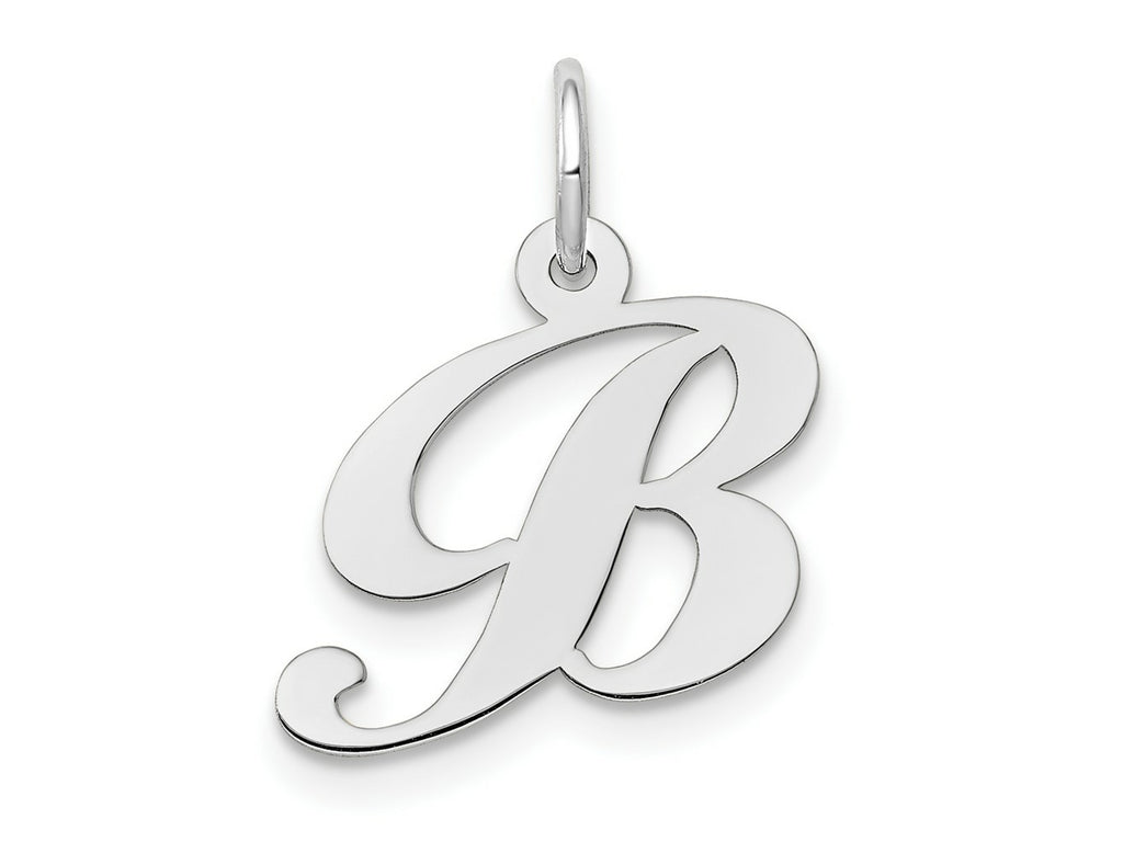 FJC Finejewelers 10 kt White Gold Small Fancy Script Initial B Charm 16 mm x 16 mm