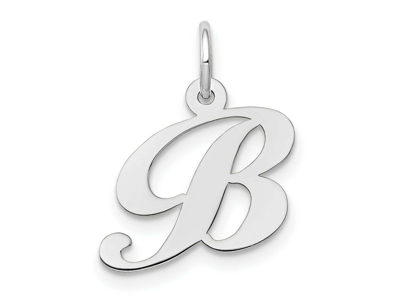 FJC Finejewelers 10 kt White Gold Small Fancy Script Initial B Charm 16 mm x 16 mm