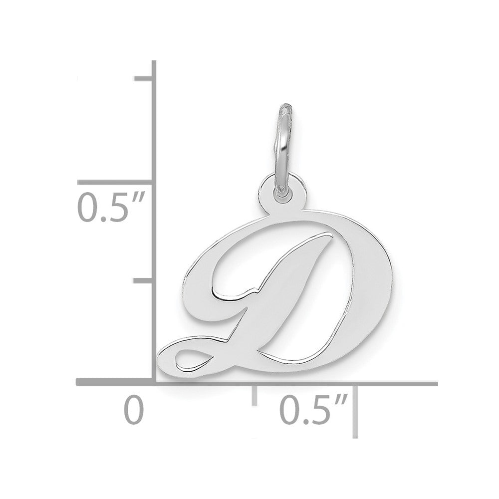 FJC Finejewelers 10 kt White Gold Small Fancy Script Initial D Charm 16 mm x 15 mm
