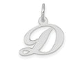 FJC Finejewelers 10 kt White Gold Small Fancy Script Initial D Charm 16 mm x 15 mm