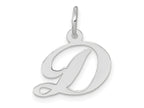 FJC Finejewelers 10 kt White Gold Small Fancy Script Initial D Charm 16 mm x 15 mm