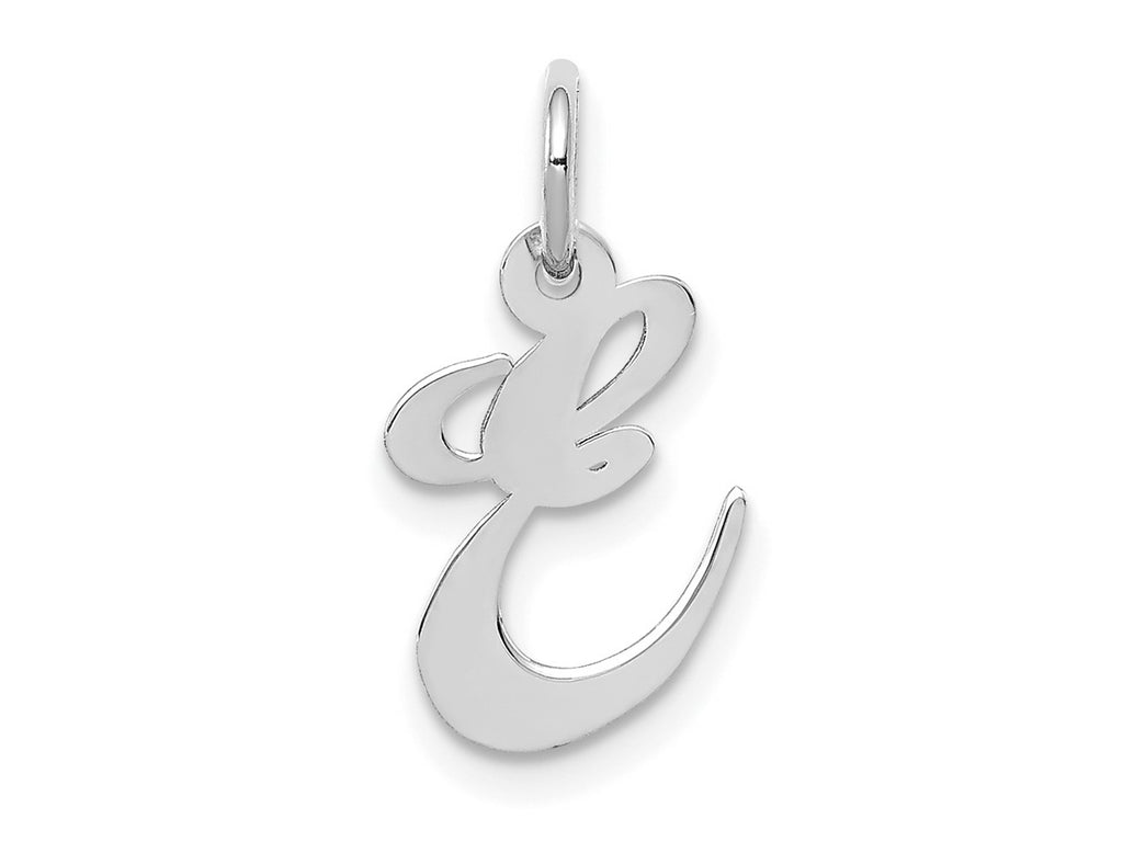 FJC Finejewelers 10 kt White Gold Small Fancy Script Initial E Charm 16 mm x 17 mm