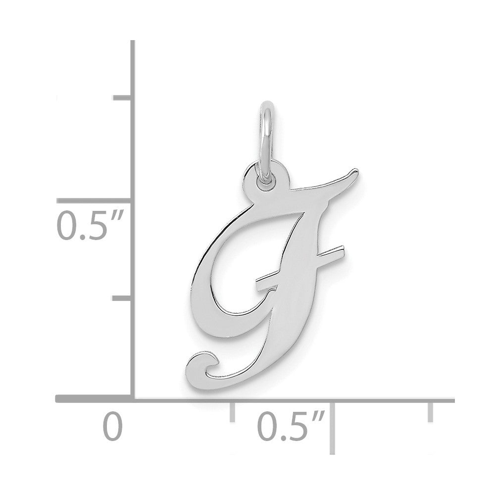 FJC Finejewelers 10 kt White Gold Small Fancy Script Initial F Charm 16 mm x 17 mm