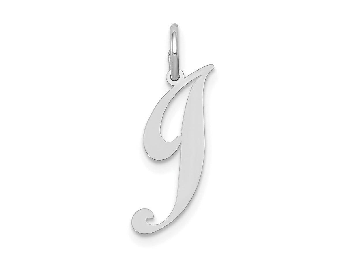 FJC Finejewelers 10 kt White Gold Small Fancy Script Initial J Charm 16 mm x 17 mm