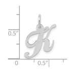 FJC Finejewelers 10 kt White Gold Small Fancy Script Initial K Charm 16 mm x 17 mm