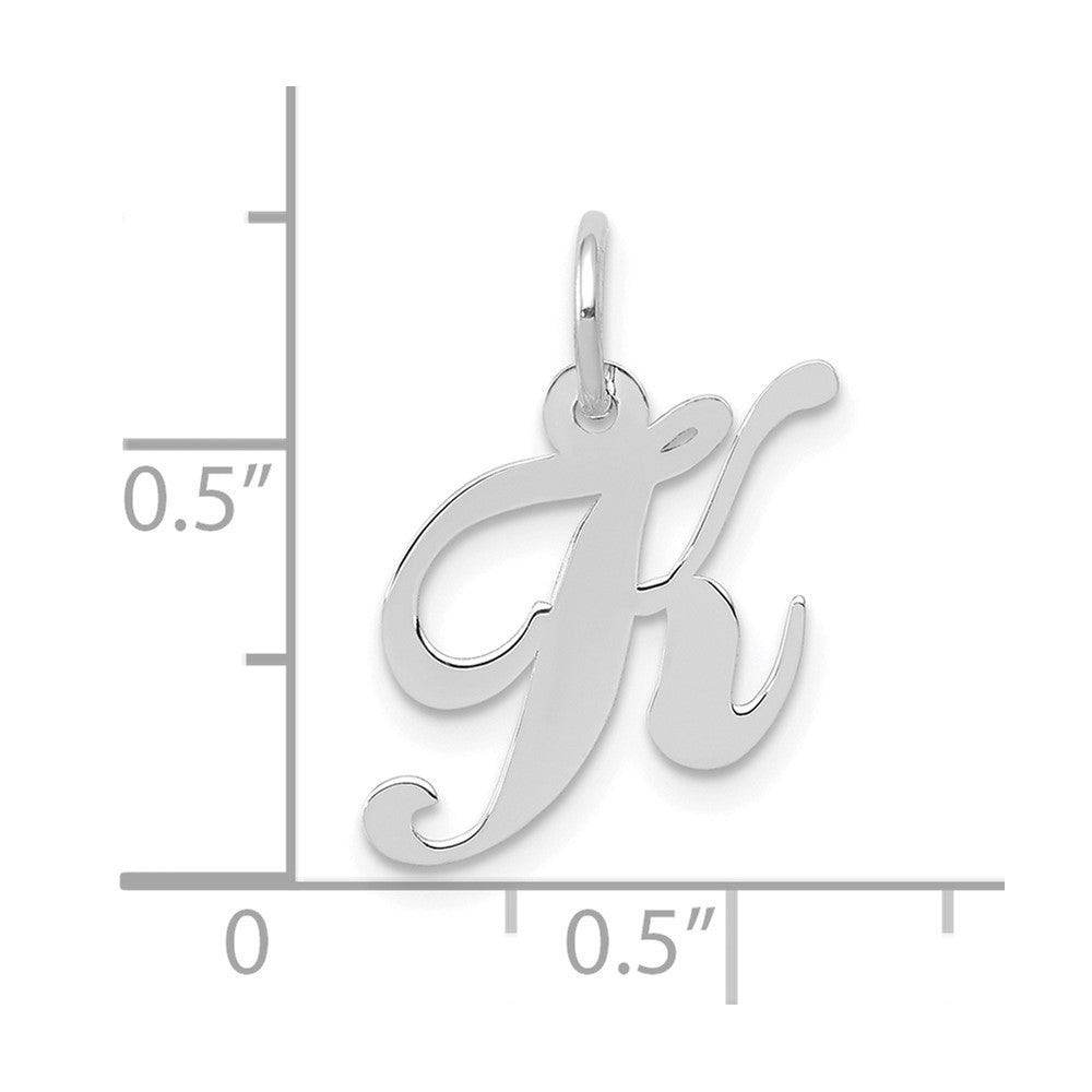FJC Finejewelers 10 kt White Gold Small Fancy Script Initial K Charm 16 mm x 17 mm