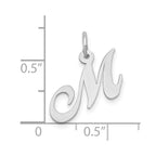 FJC Finejewelers 10 kt White Gold Small Fancy Script Initial M Charm 16 mm x 17 mm