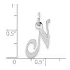 FJC Finejewelers 10 kt White Gold Small Fancy Script Initial N Charm 16 mm x 17 mm
