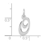 FJC Finejewelers 10 kt White Gold Small Fancy Script Initial O Charm 16 mm x 17 mm