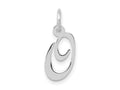 FJC Finejewelers 10 kt White Gold Small Fancy Script Initial O Charm 16 mm x 17 mm