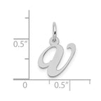 FJC Finejewelers 10 kt White Gold Small Fancy Script Initial V Charm 16 mm x 17 mm