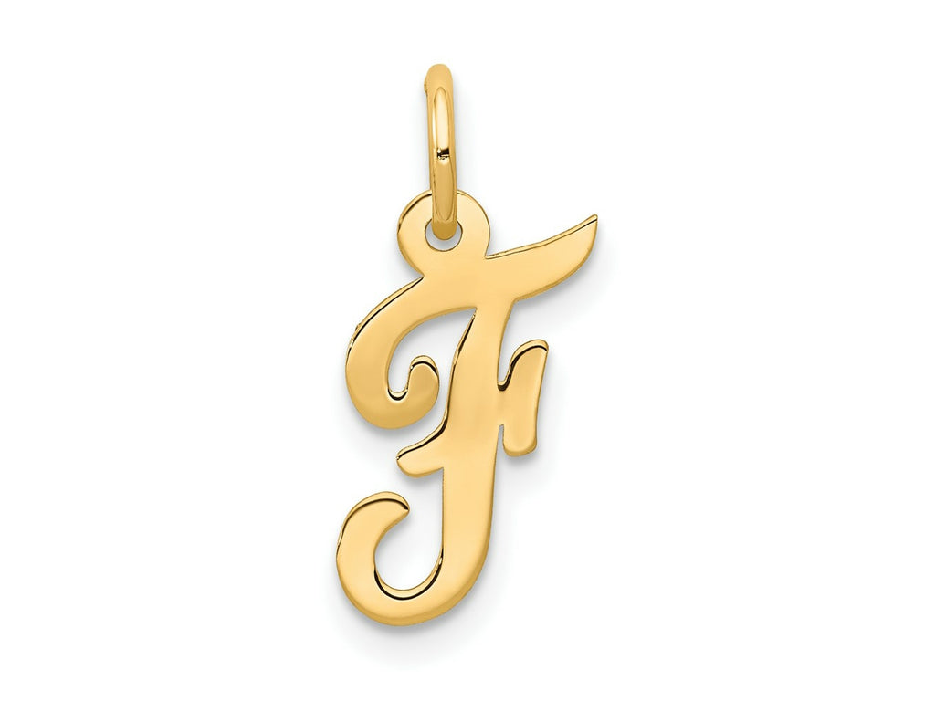 FJC Finejewelers 10 kt Yellow Gold Small Script Initial F Charm 17 x 11 mm