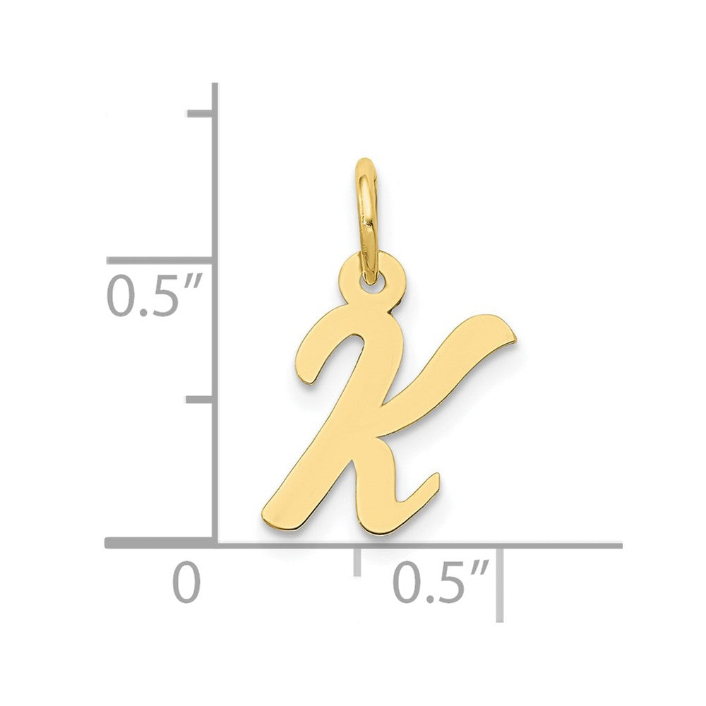 FJC Finejewelers 10 kt Yellow Gold Small Script Initial K Charm 17 x 11 mm