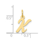 FJC Finejewelers 10 kt Yellow Gold Small Script Initial K Charm 17 x 11 mm