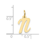 FJC Finejewelers 10 kt Yellow Gold Small Script Initial N Charm 17 x 11 mm