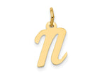 FJC Finejewelers 10 kt Yellow Gold Small Script Initial N Charm 17 x 11 mm