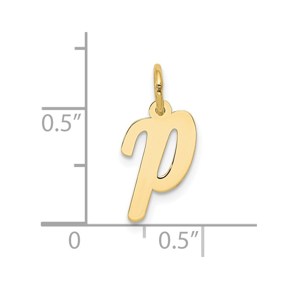 FJC Finejewelers 10 kt Yellow Gold Small Script Initial P Charm 17 x 11 mm