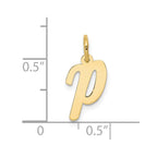 FJC Finejewelers 10 kt Yellow Gold Small Script Initial P Charm 17 x 11 mm